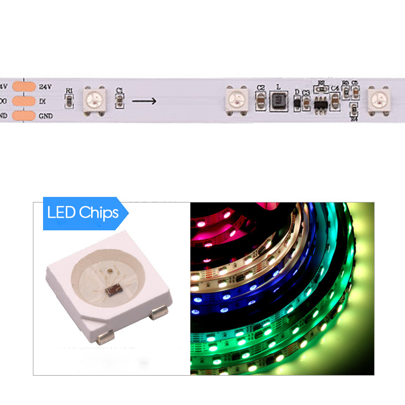 New DC40V WS2811 32LEDs/m Addressable RGB LED Strip - 20m/65.6ft Without Voltage Drop Dream Color Flexible LED Lights